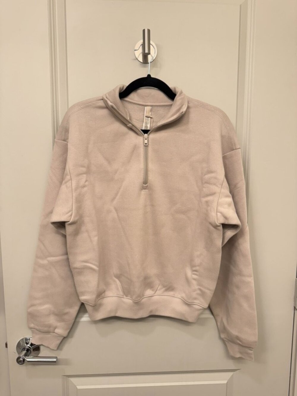 NWT SKIMS Cotton Fleece Quarter Zip Stone Small